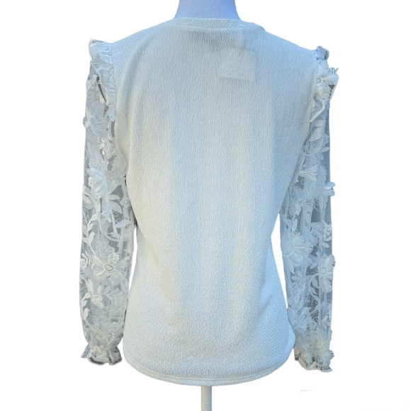 Alice Blue New White Sheer Long Sleeve Top Size Medium - Picture 2 of 11